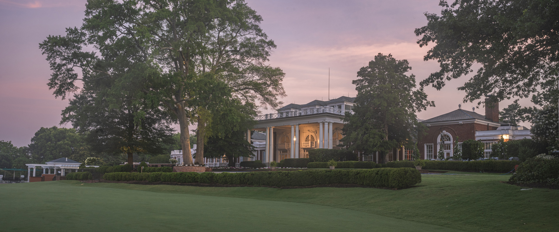 The clubhouse at dusk